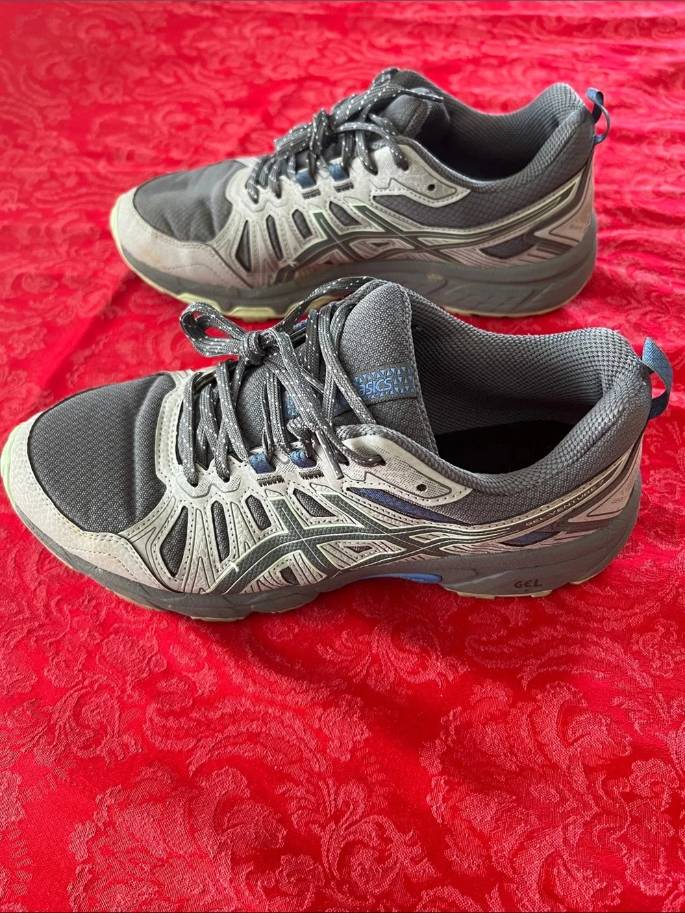 ASICS GEL-Venture 7 Trail Running Shoes Gray Blue Womens 8.5 Wide Hiking